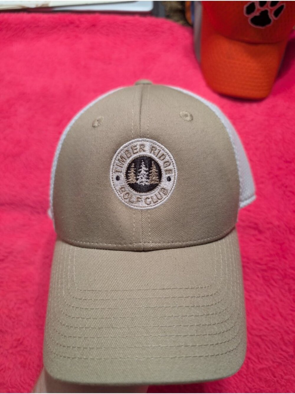 Imperial Timber Ridge Golf Club Hat Tan White Mesh FitMax70 Stretch Fit L/XL